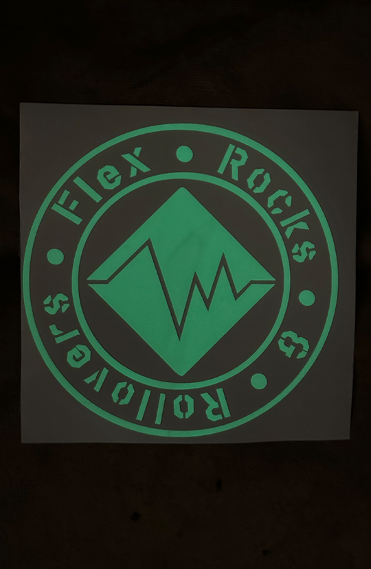 Flex, Rocks & Rollovers - Vinyl - Logo Decals - Glow in the Dark image